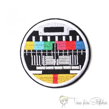 TV test pattern embroidery iron on application