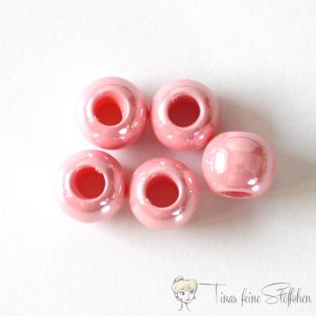 5 pieces Hoodie beads pink, Ø ca. 12mm - pull through ca. 6mm