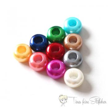 10 pieces shimmering hoodie beads mixed color, Ø ca. 12mm - pull through ca. 6mm