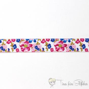 Beautiful elastic band with flower motif - 2,5cm width