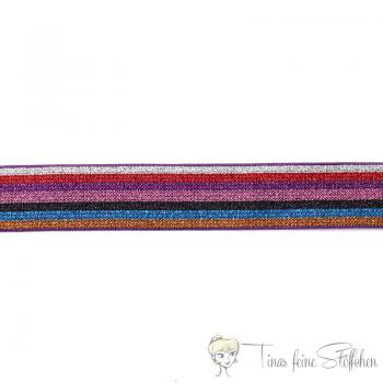 Beautiful elastic band with colorful glitter strips - 2,5cm width