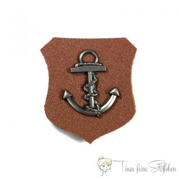 Artificial leather patch in coat of arms design with anchor