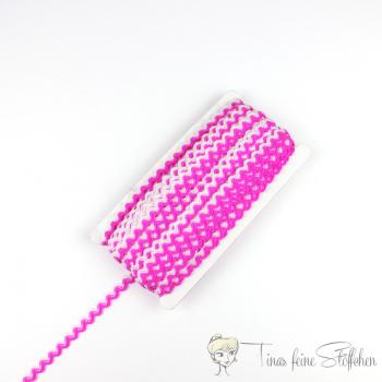 8mm serrated braid bicoloured white-hot pink