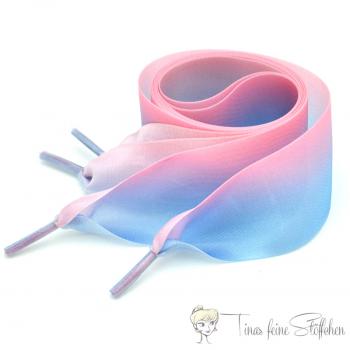 1 Stück Satin Hoodieband 4cm breit und 120 cm Länge - rosa-blau mit Farbverlauf