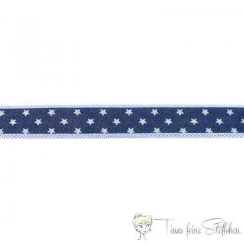 Baumwollband 25mm dunkelblau mit Sternchen