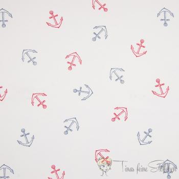 0,5 meter summer sweat white with coloured anchors