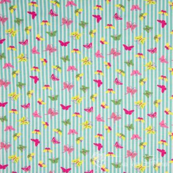 1 meter coupon - cotton jersey striped with butterflies