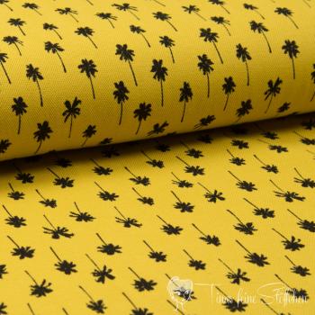 0,5 meter cotton jersey piqué ochre with palms