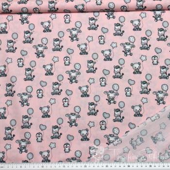 0,5 meter cotton pink with sweet animals and balloons