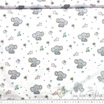 0,5 meter cotton white with sweet elephants