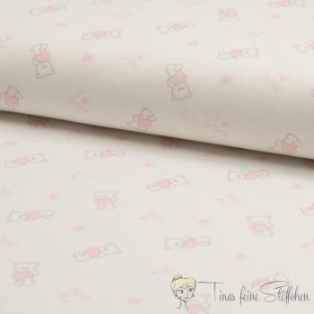 0,5 meter cotton jersey Interlock offwhite with pink bears