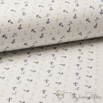 0,5 meter cotton quilted Ajour offwhite with anchor