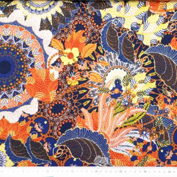 1,5 Meter Coupon Viskosejersey multicolor mit floralem Muster