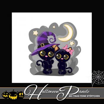 1 piece French Terry Halloween Panel black cats