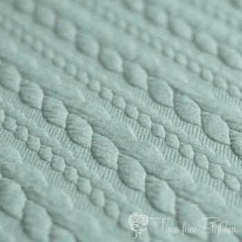 0,5 meter Jacquard knitted fabric with plait pattern sea green