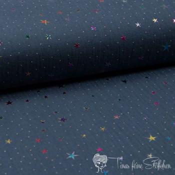 0,5 meter Muslin jeans with foilprint colorful stars