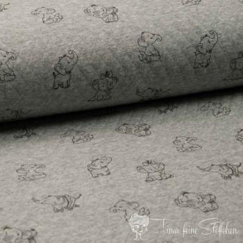 0,5 meter quilted jersey light grey with cute elephants