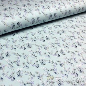 0,5 meter Cotton jersey digital print in light mint with Eucalyptus leaves