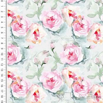 0,5 meter cotton jersey Digital print offwhite with watercolour roses