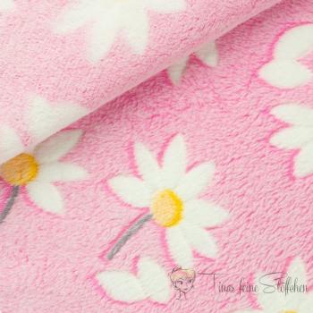 0,5 meter Wellness Fleece pink with daisies