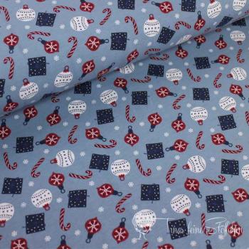 0,5 meter Cotton jersey blue with Christmas pattern