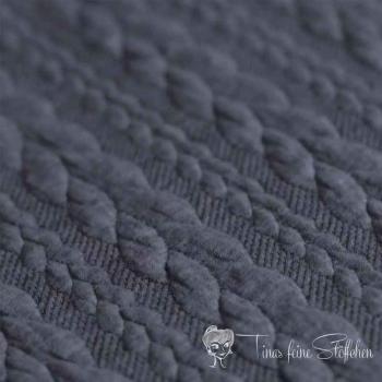 0,5 meter Jacquard knitted fabric with plait pattern Jeans melange