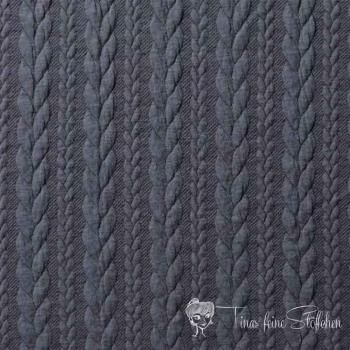 0,5 Meter Jacquard Strickstoff mit Zopfmuster Jeans meliert