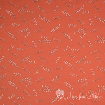 0.5 meter cotton jersey orange with plants