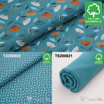 0,5 meter organic cotton jersey  Retro Flowers everglade