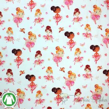 0,5 meter Cotton jersey GOTS digital print ballerina white