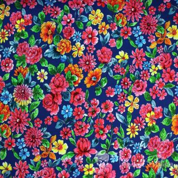 0,5 meter Cotton jersey digital print in cobalt blue "Spark of Happiness" - DALBIR FLOWERS