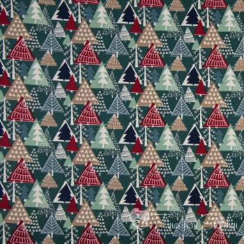 0.5 meter Christmas cotton Navy with christmas trees