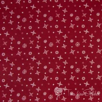 0.5 meter Christmas cotton dark red with snow crystals