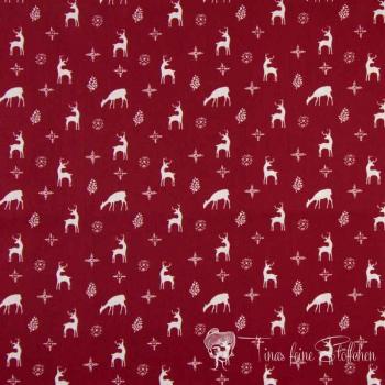 0.5 meter Christmas cotton dark red with reindeer