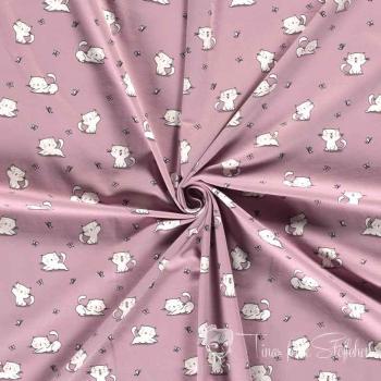 0.5 meter cotton jersey old pinkt with cute cats