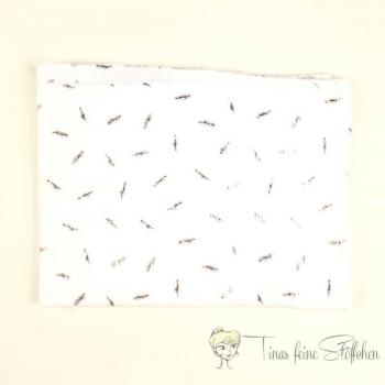 65cm muslin offwhite with foil print feathers - with misprint foil print