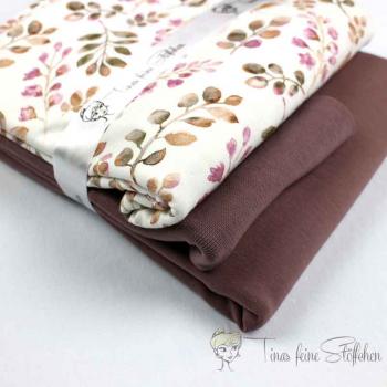 Fabric package leaves in green and mauve