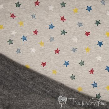 0,5 Meter Alps Fleece light grey melange with colourful stars