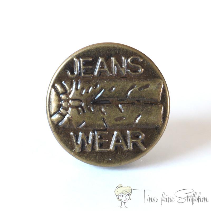 Metal Jeans button, antique bronze, Ø ca. 17mm, Jeans Wear