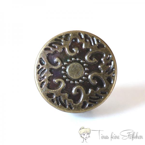 Metal Jeans button, antique bronze, Ø ca. 17mm, rosette