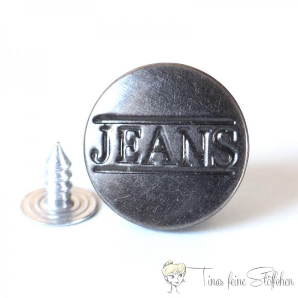 Metal Jeans button, dark silver, Ø ca. 17mm, Jeans