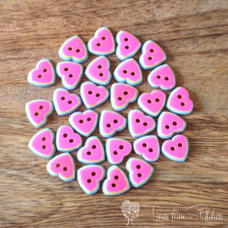 Very sweet 11mm heart button pink