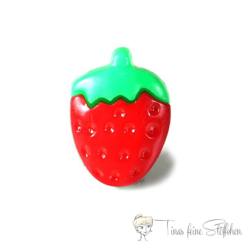 Plastic button strawberry, approx. 21x15mm