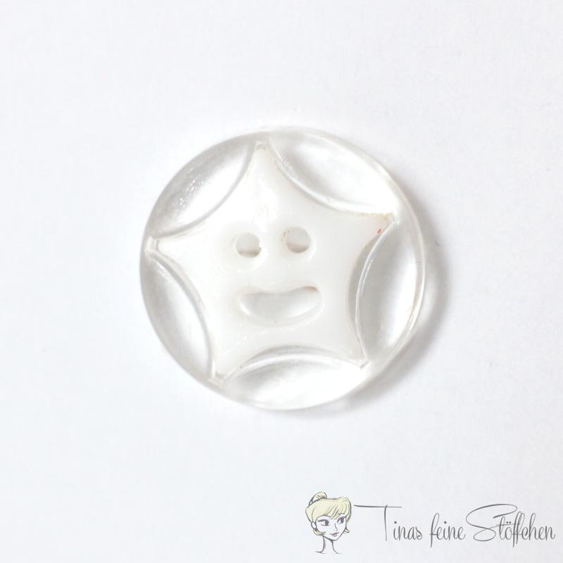 Plastic button star smiley transparent-white, Ø approx. 14mm