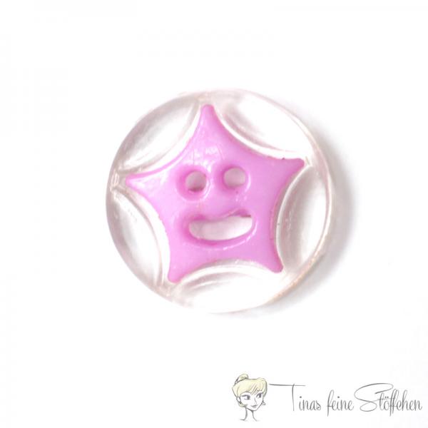 Plastic button star smiley transparent-purple, Ø approx. 14mm