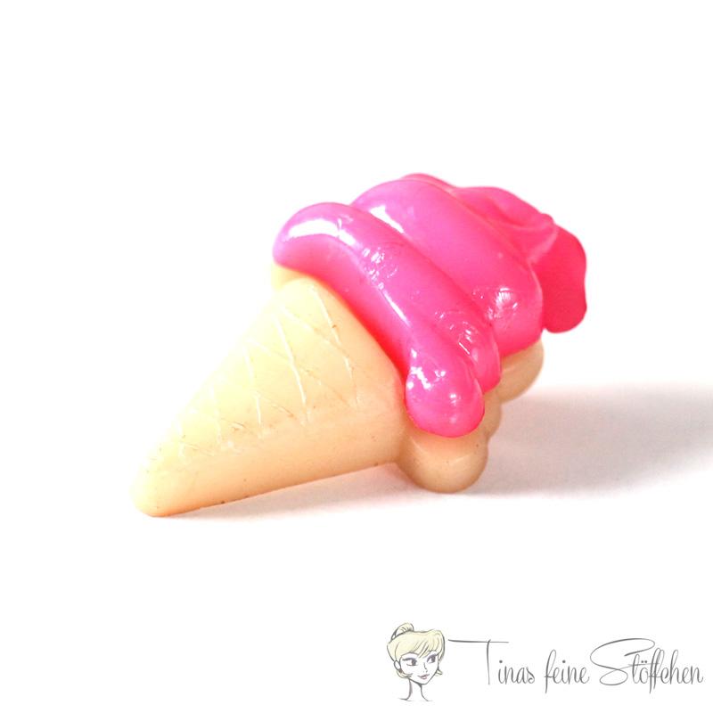 Plastic button ice cream beige-magenta, ca. 13x21mm