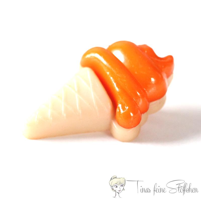 Plastic button ice cream beige-orange, ca. 13x21mm