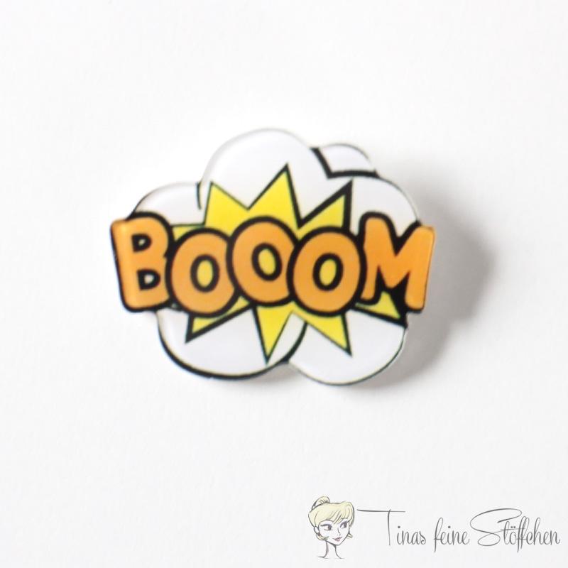 Funny "BOOOM" cartoon brooch for bags or jackets