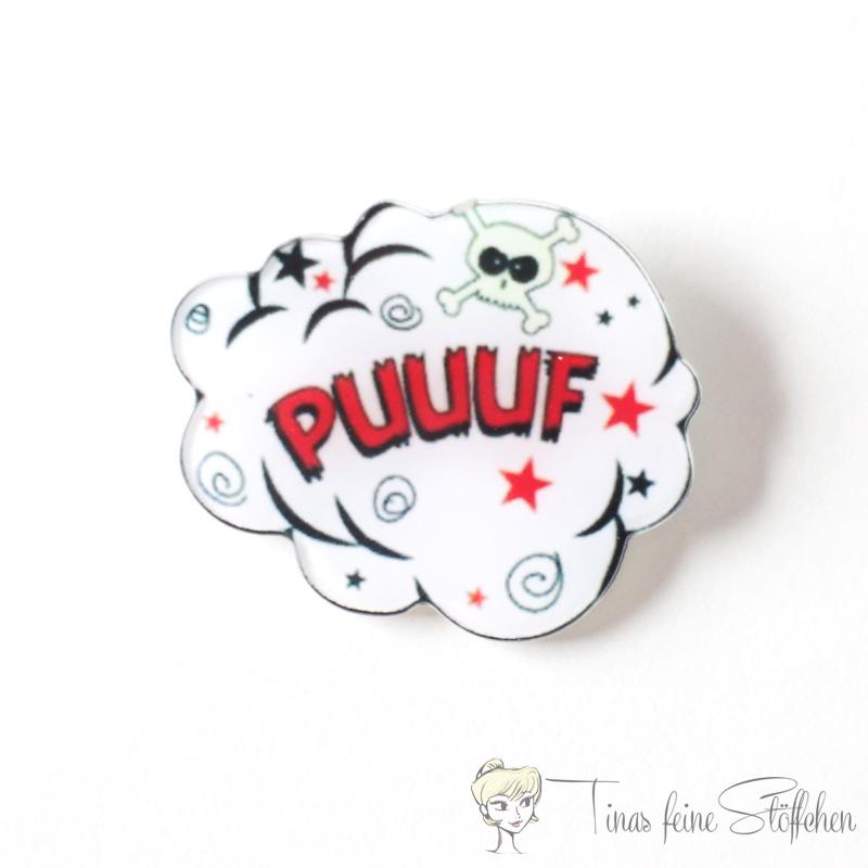 Funny "PUUUF" cartoon brooch for bags or jackets