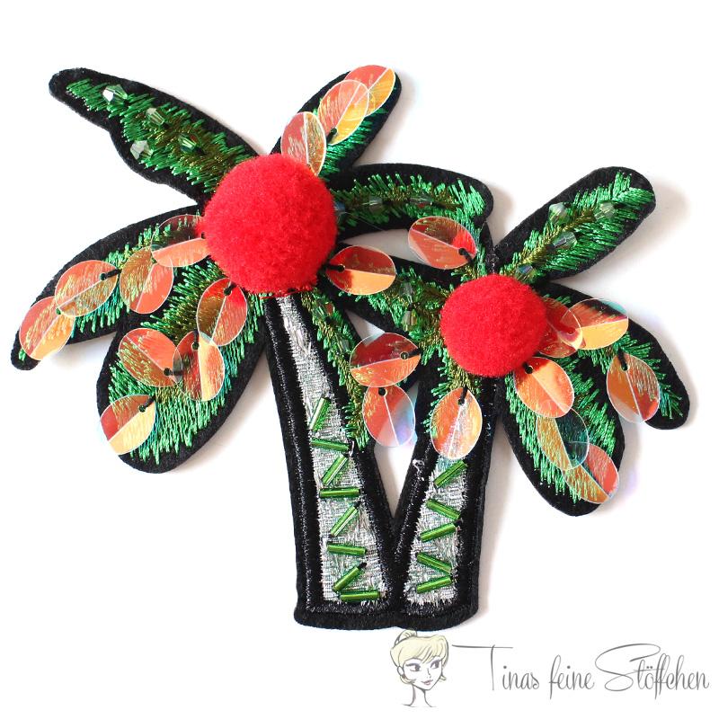 Great patch with palms, sequins and small PomPoms